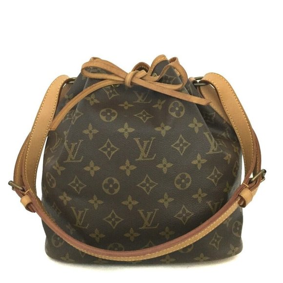 Women Pre-Owned Authenticated Louis Vuitton Monogram Petit Bucket Canvas  Brown Bucket Bag DrawstringBag 